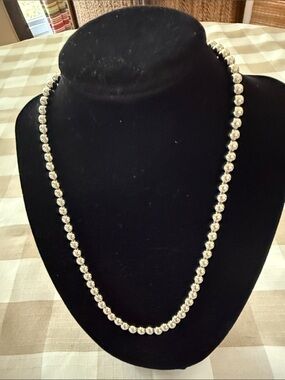 Silver Beaded Necklace - Elegant Women's Jewelry